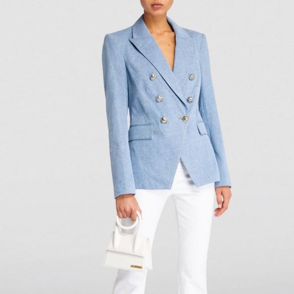 Veronica Beard Jackets & Blazers - Veronica Beard Miller Dickey Blazer Denim Silver Crest Buttons Jacket Size 8 New